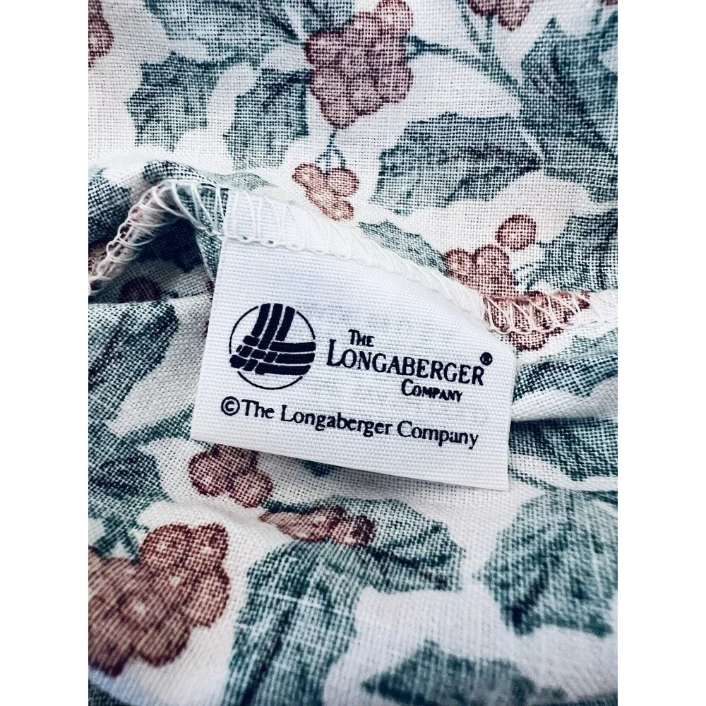 Longaberger Holly Berry Christmas Basket Liner 10x12 Tie On Vintage USA